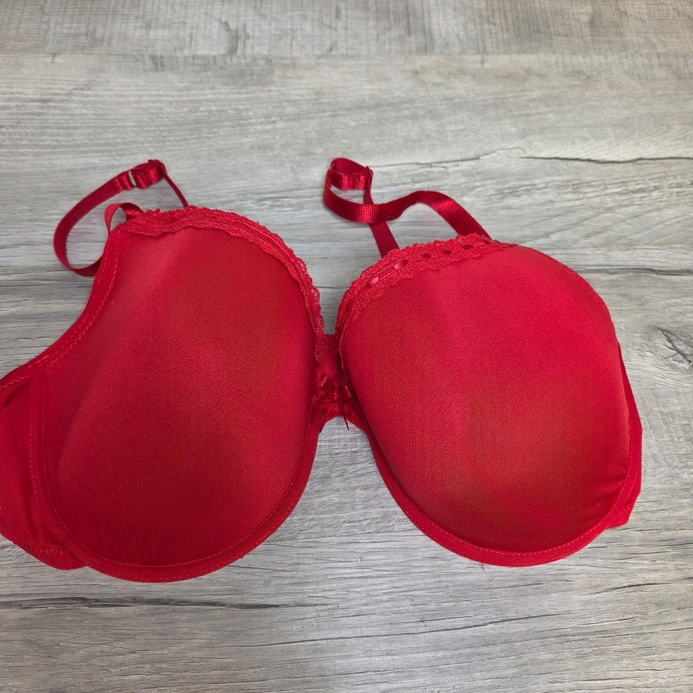 Dreamwear Bra Red Size 44D Lace Underwire Full Coverage 3 Back Clasps